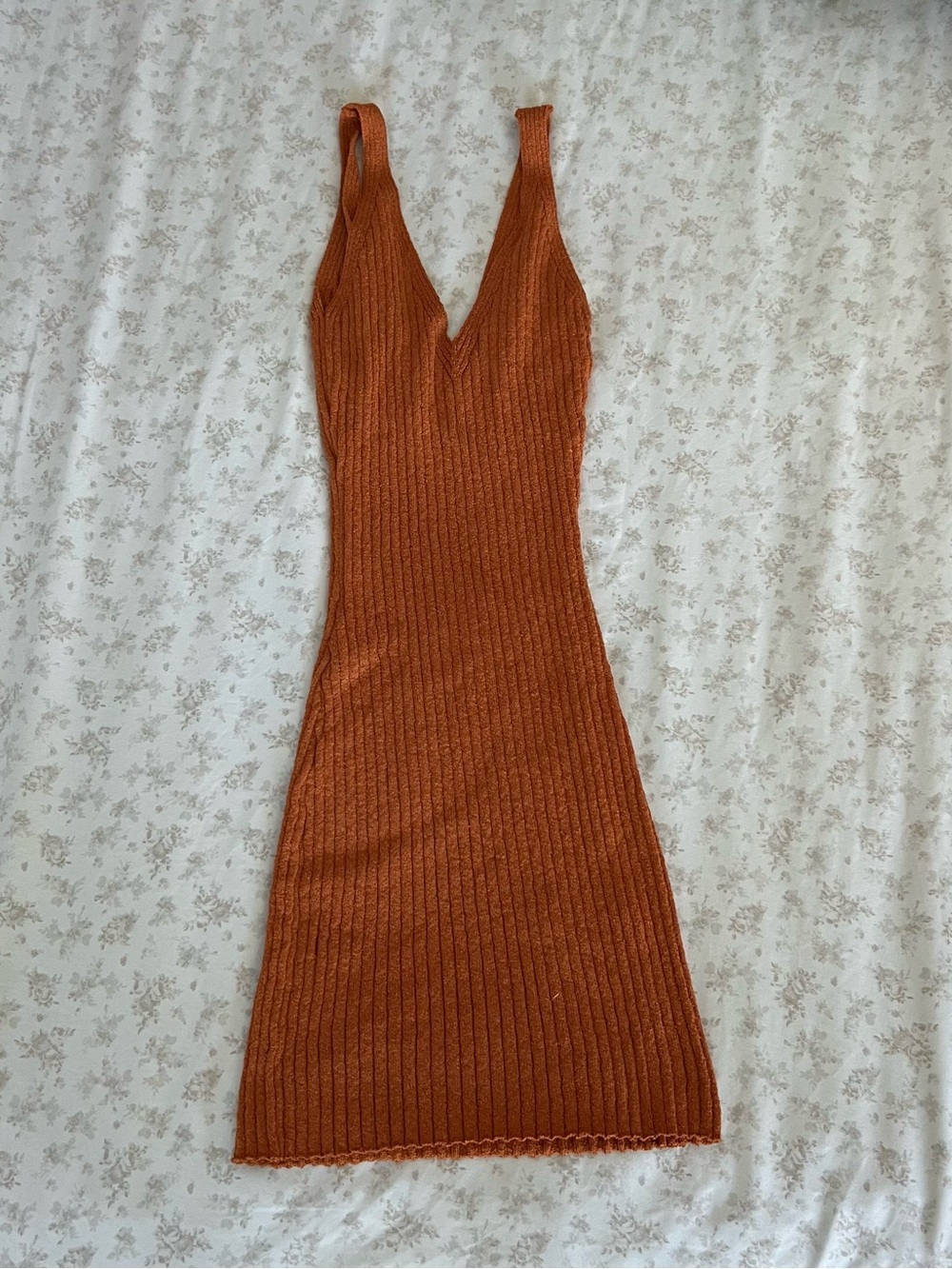 Cotton On Sleeveless Ribbed Midi Dress in Rust Orange